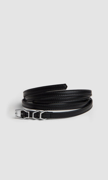 prev - Leather Belt - KAREL BELT MINI - BLACK