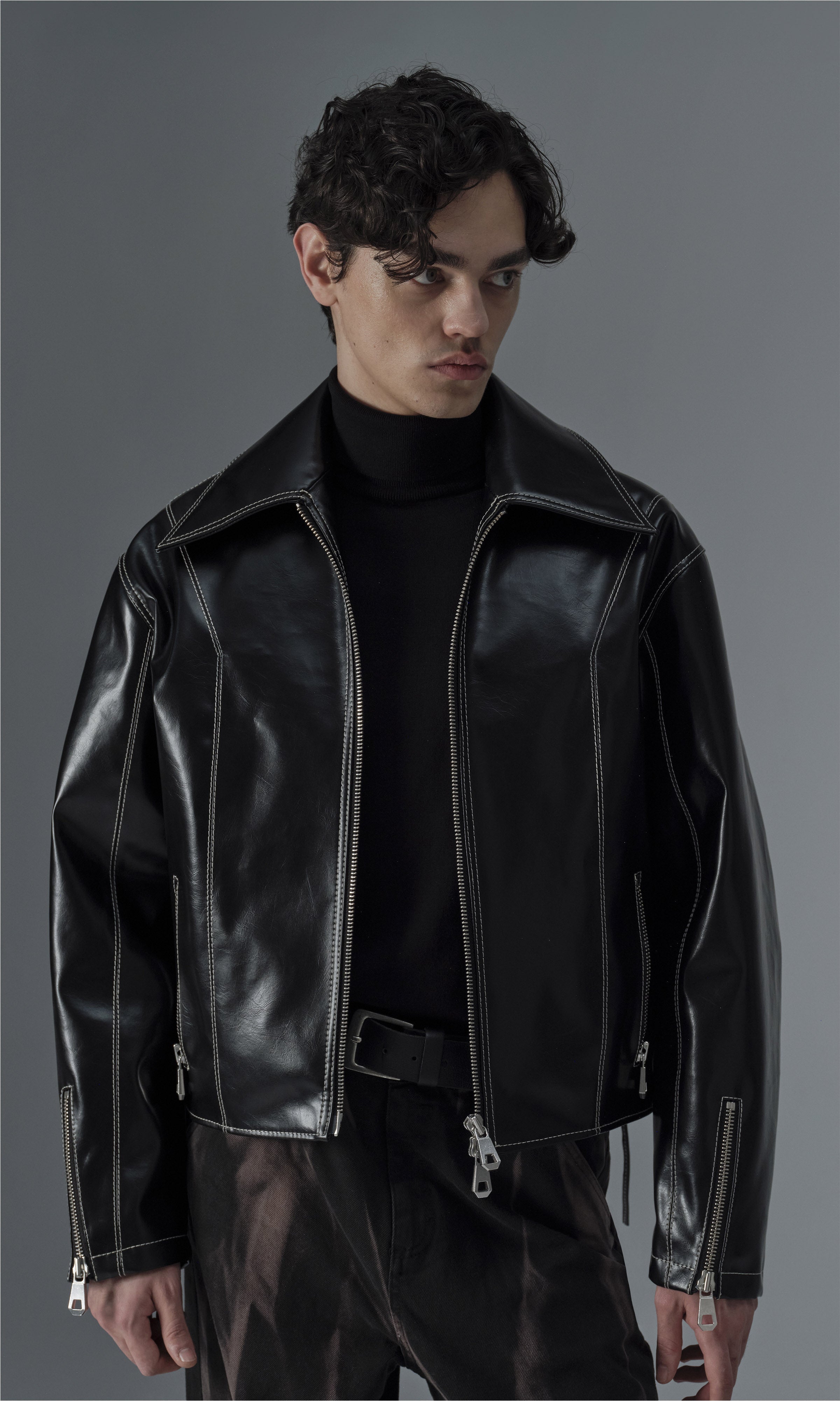 prev - Leather Jacket - ROBIN - BLACK