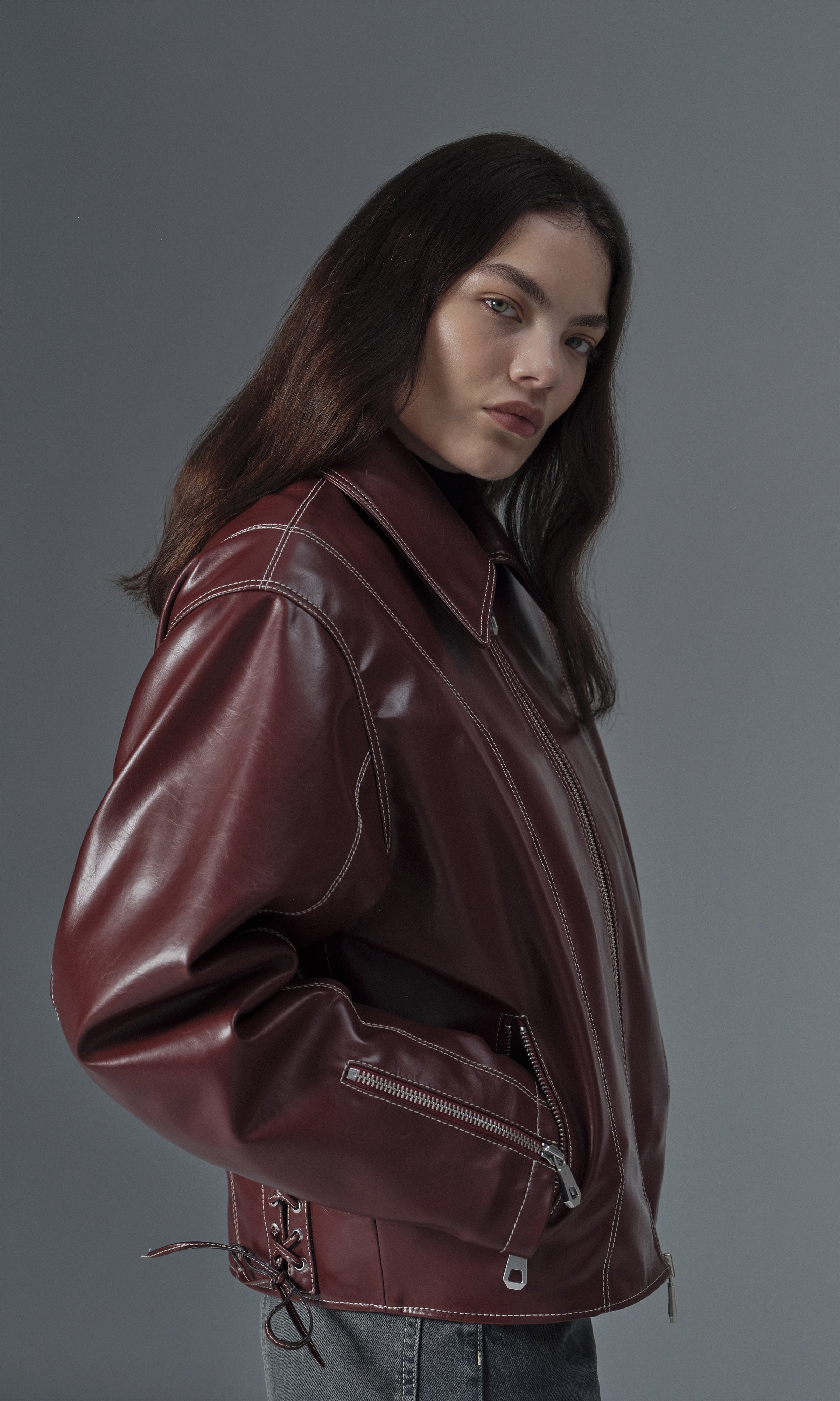 prev - Leather Jacket - ROBIN - BORDEAUX