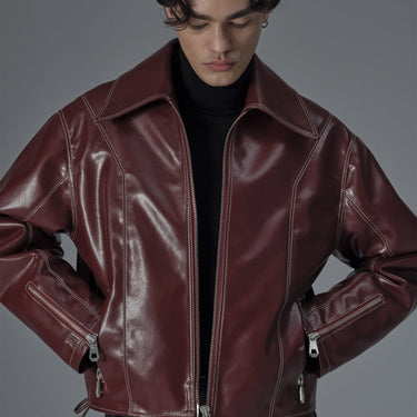 prev - Leather Jacket - ROBIN - BORDEAUX